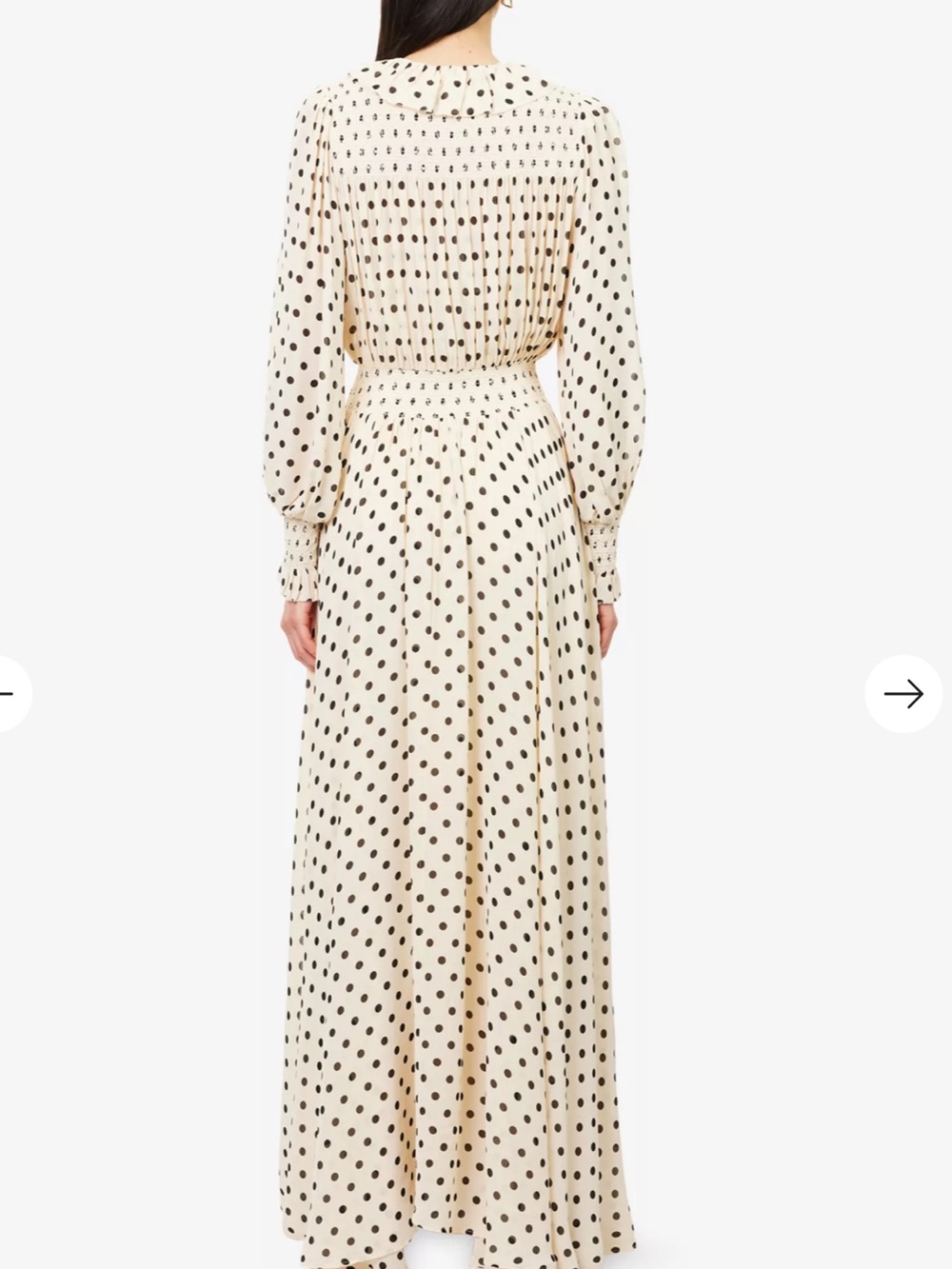 Reformation x Nara Smith Brown Sugar Ruffle Polka Dot Midi Dress - Picture 4 of 10